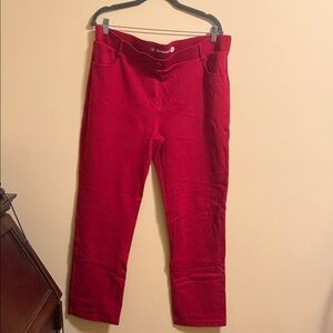 Betabrand Vibrant Red 7-Pocket Straight Leg Pants